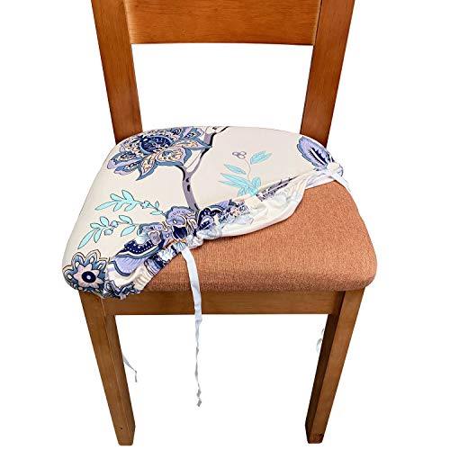 image for Melaluxe Stretch Printed Dining Room Chair Seat Covers, Removable Wash