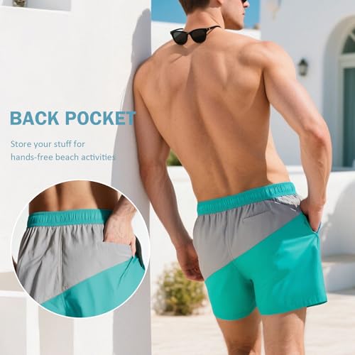 YINYOUYU Men's Swim Trunks Beach Shorts Quick Dry Bathing Suits Swimwear Swimming Board Shorts with Pockets3
