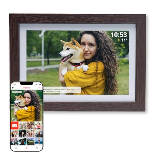 Cadre photo numérique WiFi 10 pouces Denver PFF-1042DW 16 Go en bois foncé