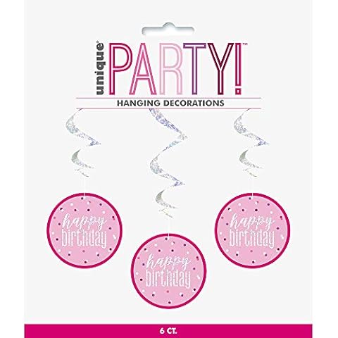 Unique Happy Birthday Pink Swirl Decorations Cover