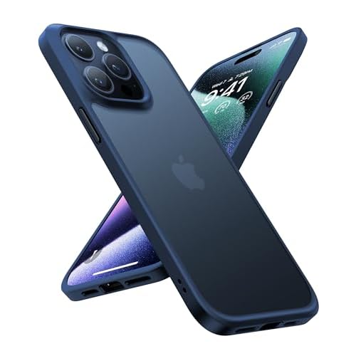 TORRAS Shockproof for iPhone 15 Pro Case 6.1", 12FT Military Grade Drop Tested, Anti-Fingerprint Anti-Scratch Semi-Clear Back with Silicone Slim Thin