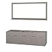 Wyndham Collection Centra 72" Double Bathroom Vanity in Grey Oak, No Countertop, No Sinks & 70" Mirror