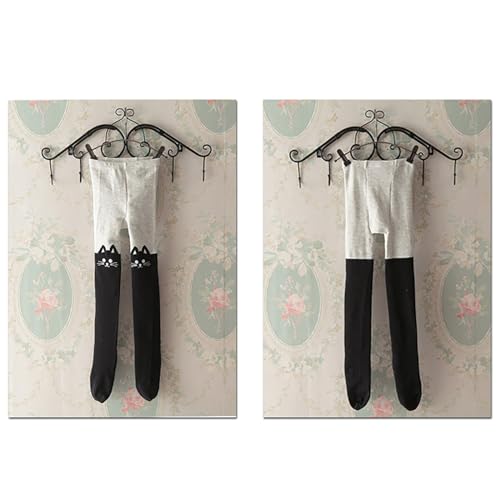 Moonker Soft Footed Tight for Girls Stretchy Pattern Knit Elastic Waist Cotton Trendy Pantyhose Cute Comfy Multi2