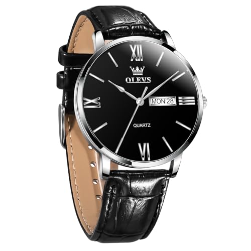 Image of OLEVS Men's Watches Sport Chronograph Analog Quartz Watch for Men with Date Waterproof Dress Casual Fashion Watch Soft Silicone Rubber Strap Band, Unidirectional Bezel & 42mm Big Face