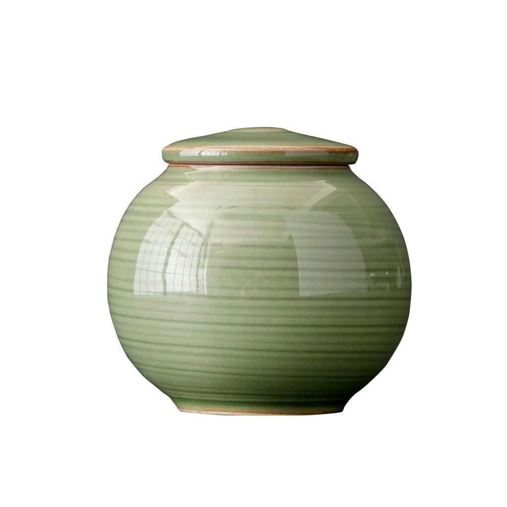 ENGENDER Tea Storage Jar Household Portable Ceramic Tea Jar Celadon Sealed Storage