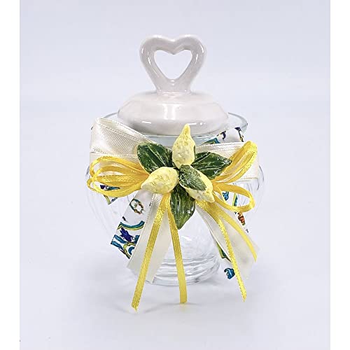 Bomboniere Barattolo Palla Vetro Portaconfetti Con Limoni 8.5X9 Cm