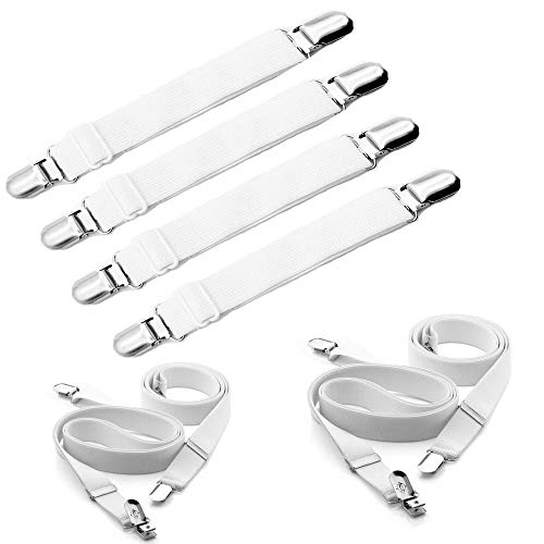 FOGAWA 8pz Sujetadores de Sábana Ajustables Pinzas Elásticas para Funda de Tablas Correas Clips para Sábana Sujetadores de Hojas para Sábanas de Sofá Fundas de Colchón 35-100cm