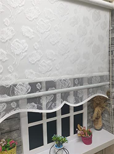 Çift Mekanizmalı Beyaz Çiçekli Tül & Ekru Stor Perde STB1093