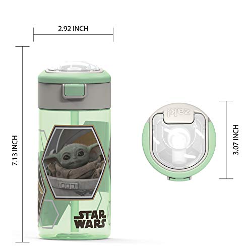 Zak Designs Star Wars The Mandalorian Durable Plastic Water Bottle With Interchangeable Lid And Built-In Carry Handle, Non-Bpa, Leak-Proof Design Is Perfect For Outdoor Sports (The Child, 18Oz, 1Pc) #TOP4