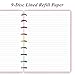 9-Disc Discbound Lined Refill Paper, Classic Size Pre-punched Happy Planners Inserts, 100Sheets/200Pages Loose-Leaf Paper, 100gsm White Paper, 7