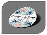 Acabado en papel mate. Pegatinas Personalizadas Boda con Nombre y Fecha, Etiquetas Adhesivas para Invitacion Boda, Bautizo, Compromiso, Comunion, Cumpleaños, Fiesta, Vintage, Sellos (Modelo 10)