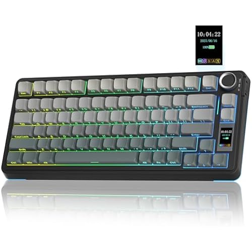 AULA S75 PRO Wireless Mechanical Keyboard with Screen&Knob, Tri-Mode Hot Swappable Gaming Keyboard 75%, Pre-lubed Switches, RGB Backlit, Side Printed PBT Keycaps, Creamy Sounding Computer Keyboards