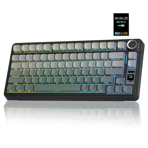 AULA S75 PRO Wireless Mechanical Keyboard with Screen&Knob, Tri-Mode Hot Swappable Gaming Keyboard 75%, Pre-lubed Switches, RGB Backlit, Side Printed PBT Keycaps, Creamy Sounding Computer Keyboards