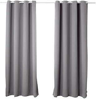 WOLTU zestaw 2 zasłona nieprzejrzysta, z oczkami, 250 g/m², ciężka, zaciemniająca zasłona termiczna, nieprzepuszczająca światła, do salonu, pokoju dziecięcego, sypialni, 135x225 cm Ciemnoszary