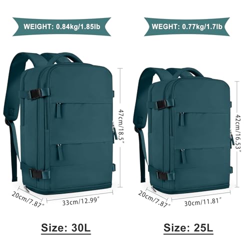 Image of coowoz Large Travel Backpack For Women Men,Carry On Backpack Flight Approved,Hiking Backpack Waterproof Outdoor Sports Rucksack Casual Daypack Fit 15.6 Inch Laptop Shoes Compartment,30L(Peacock Blue)
