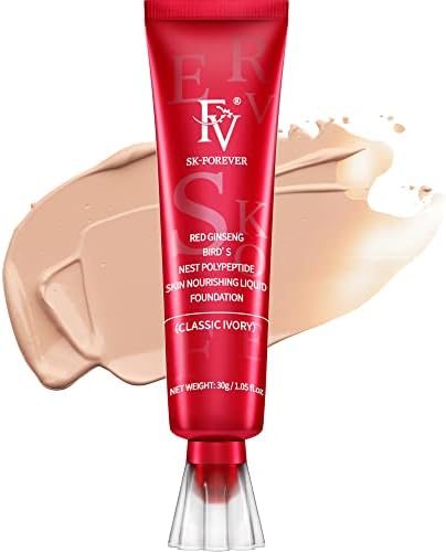 FV Waterproof Foundation, Flawess Lightweight Matte Liquid Foundation Makeup for Normal & Oil Skin, Long Lasting Medium Coverage Face Makeup Conceal Pore, 30g, 1.05fl/oz, Classic Ivory