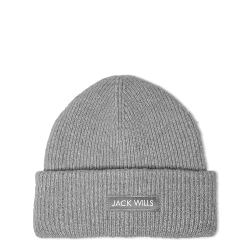 Jack Wills Unisex Rib Knitted Beanie Grey Marl Mens