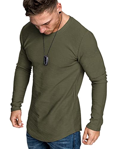 COOFANDY Men 2 Pack Muscle Fitted T Shirt Gym Workout Athletic Long Sleeves Tee2