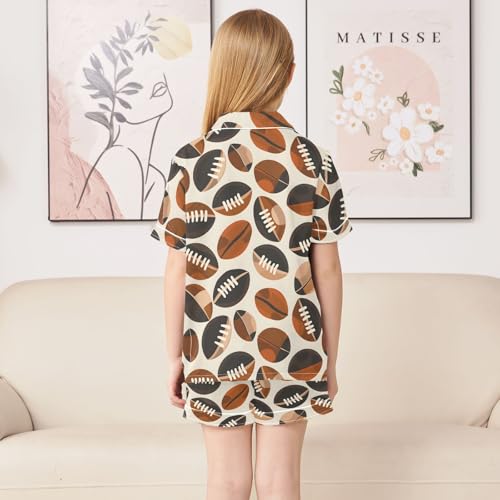 ALAZA Colorful Rugby Ball Sport Satin Pajamas Set Short Sleeve Button Down Sleepwear Summer Pjs 2 Piece4