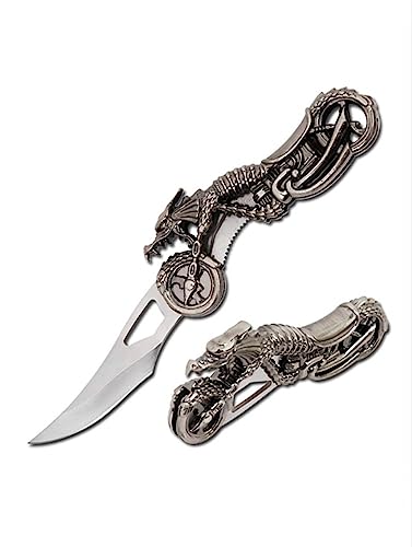 7" Dragon Biker Blade Design Stainless Steel Tactical Folding Pocket Knife #TOP4