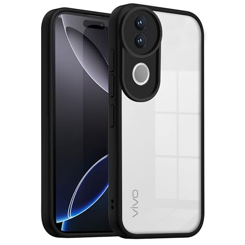 Image of V-TAN Back Cover for Vivo V50 5G Compatible Case, Transparent Clear, TPU, Camera Protective Shockproof Cover, Black
