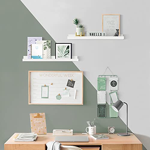 Forbena Nursery Floating Shelves For Wall, 23 Inch Long Nursery Book Shelves Set Of 4, Rustic Wood Picture Ledge Shelf For Bedroom, Bathroom, Living Room, Photo Frames, Office Decor (White) #TOP2