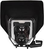JFG RACING Motorrad Lichtmaske Universal,Motorrad Scheinwerfer Lampenmaske für Pit Dirt Bike Enduro Motocross Supermoto FE250 FE350 FE450 FE501 TE250i TE300i-Schwarz