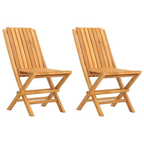 Siège d'extérieur pliant gain de place chaises en teck 2 pcs - 2