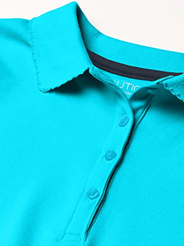 Image of Nautica Girls' School Uniform Short Sleeve Polo Shirt, Button Closure, Soft Pique Fabric
