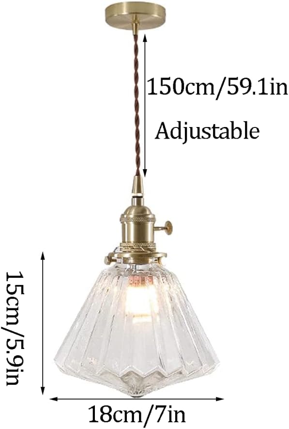 YUEGOO Chandeliers,Creative Diamond Sglass Chandelier,Nordic Style Metal Glass Hanging Lamp,Clear Glass Light Lampshade,Kitchen Island Restaurant Decoration Lighting Fixtures