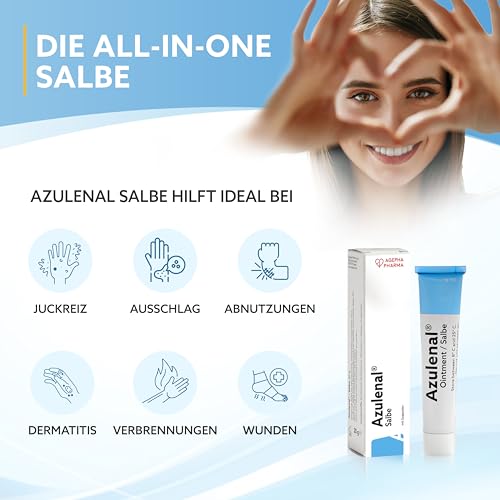 Azulenal Salbe mit Guajazulen – entzündungshemmende Creme bei Hautirritationen, Juckreiz - auch bei Hämorrhoiden, Analfissuren – lindert Rötungen, Brennen, Schmerzen und Spannungsgefühle (20 g)