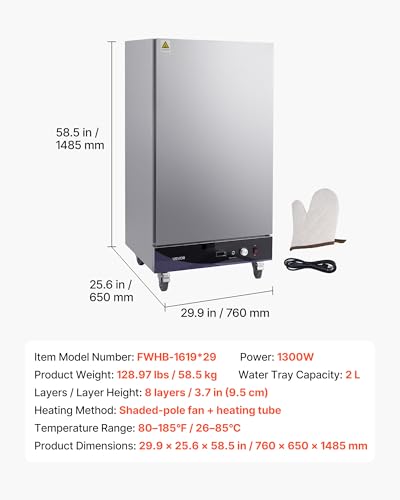 Image of VEVOR Electric Hot Box Food Warmer, 8-Tier Commercial Warming Cabinet with Water Tray, Single-Door and Adjustable Shelves, Stainless Steel Food Warmer Cabinet, for Restaurant, Kitchen, Pizza, Chicken