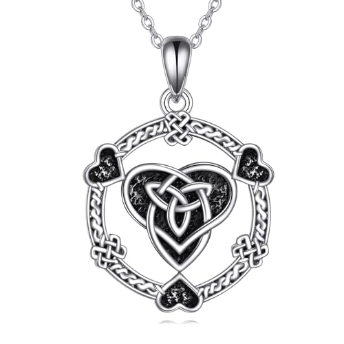 Collier Wiccan Pentagramme en Argent Sterling avec Pierre de Lune et Pendentif Amulette Celtique