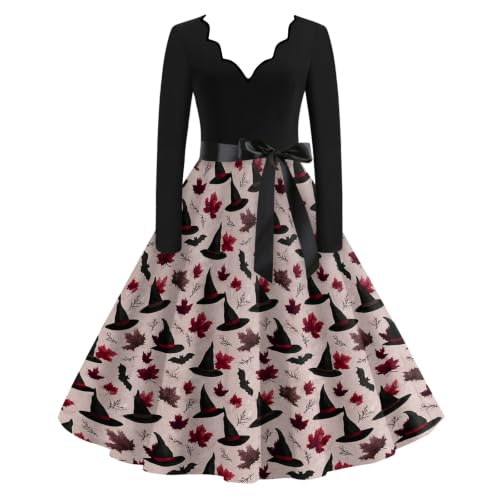 Halloween Themed Dress Women's Halloween V-Neck Blood Print Dress