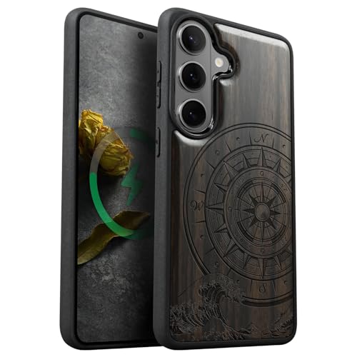 Étui Samsung S26 bois boussole protection élégante pour votre quotidien urbain
