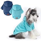 Picture of 2 Pack Dog Hoodie Warm Hood Dog Sweater Cold Weather Small Dogs Sweatshirt Comfort Pet Clothes for Small Medium Dogs with Pockets Cats Chihuahua Clothes for Male Female Girl Boy Sporty Daily Wear