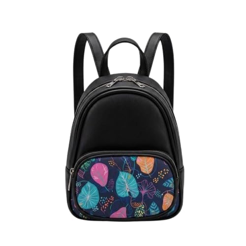 kausbabi Stylish Women’s Mini Backpack with Printed Front Pocket – Premium Faux Leather Compact Travel & Casual Daypack with Adjustable Straps-picture-56