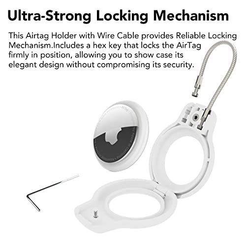 SPGUARD Compatible with Apple AirTag Secure Holder with Wire Cable, 2 Pack Air Tag Lock Case Keychain Key Ring Key Chain Luggage tag for Kids Keys, Luggage & More Men Women's Keyrings & Keychains