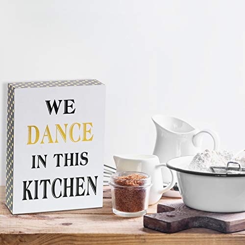 Barnyard Designs We Dance in This Kitchen Decor Box Sign Vintage Primitive Country Wall Art Sign with Sayings 8” x 6”