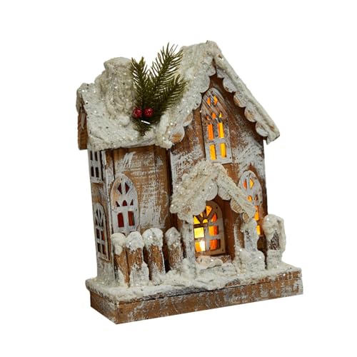 ＡＷＨＡＯ Christmas Village House Mini Glowing Log Cabin for Desktop Holiday Christmas