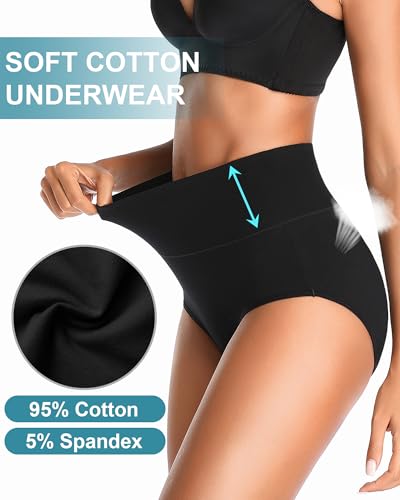 OUENZ Womens Underwear Cotton High Waisted Panties Full Coverage Postpartum Briefs Soft Stretch Ladies Underpants Multi Pack4