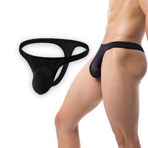 Men's G-String Brief Underwear Ice Silk Breathable Low Waist Semi Transparent 3D Raised Set of 2 Black and White2