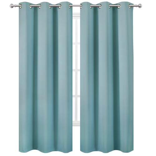 Image of LEMOMO Stone Blue Thermal Blackout Curtains /42 x 95 Inch /Set of 2 Panels Room Darkening Curtains for Bedroom