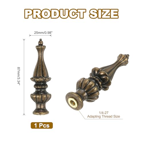Image of PATIKIL 1pcs 1 /4-27 Lamp Finial Cap Knob, Brushed Lamp Shade Top Harp Top, Bronze
