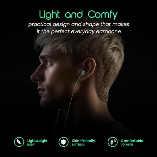 Image of HAMMER Nova in Ear C Type Earphones Wired with Mic,13mm Driver, in-line Control, Metallic Built, Powerful Bass, Comfortable & Lightweight (Green)