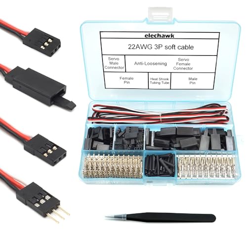 30 Sets Servo Connector Male Female Plug Crimp Pin Cable Kit Compatible with Futaba JR Hitec Spektrum RC Connectors (Without Crimping Tool)