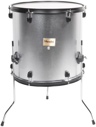 Mendini by Cecilio Complete Full Size 5-Piece Adult Drum Set w/Cymbals Pedal Throne Sticks, Metallic Silver MDS80-SR