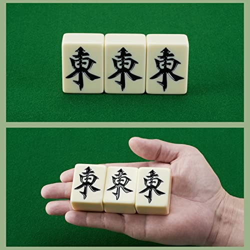 Yiniuren Chinese Mahjong Game Set 1.8" Large 144 Numbered Melamine Tiles/English Instruction,Ivory Color Complete Mah-Jongg Set (Majiang, Maj Jongg, Ma Jong) #TOP3
