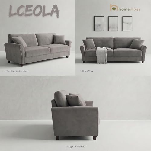 Image of 3 Seater Lceola Premium Fabric Sofa |Stylish And Comfortable Living Room Furniture| Heavy Quality Sofa And Builtin| Throne Of Comfort,Lightgrey