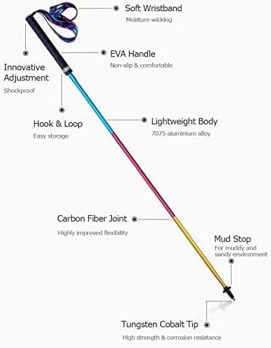 Lightweight folding folding quick lock carbon fiber trekking pole hiking pole trail running walking stick easy to carry.